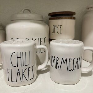Rae Dunn chili flakes and Parmesan